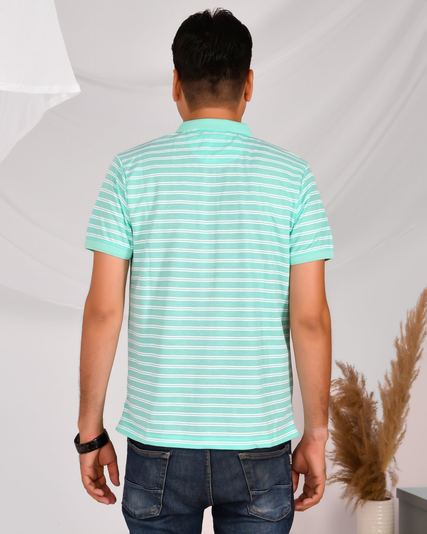 Noble Mono-Stripes Collar T-Shirt Pista Green