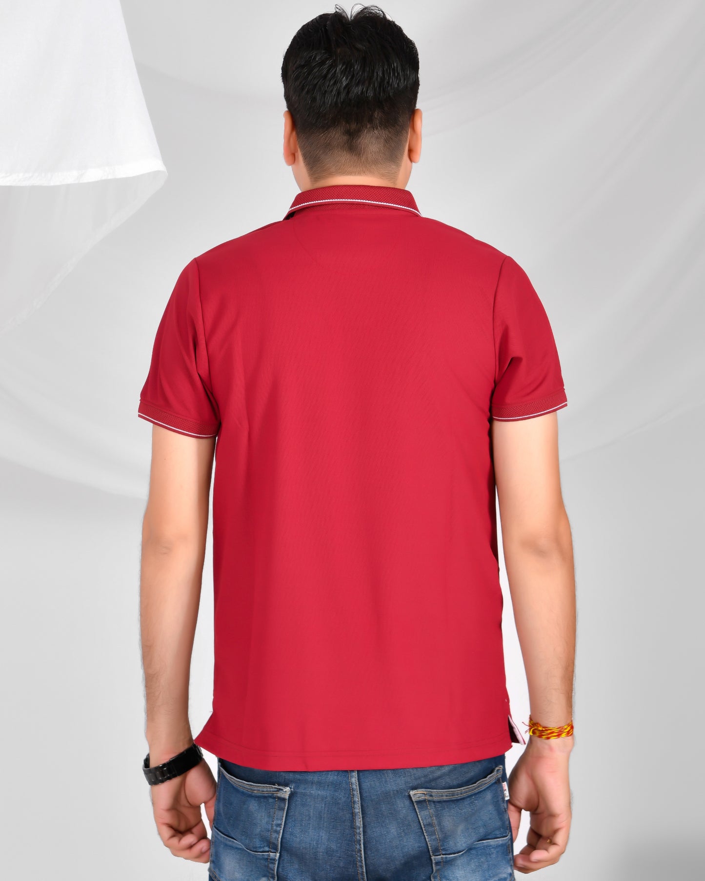 Noble Mars Collar Half Sleeve T-Shirt French Wine