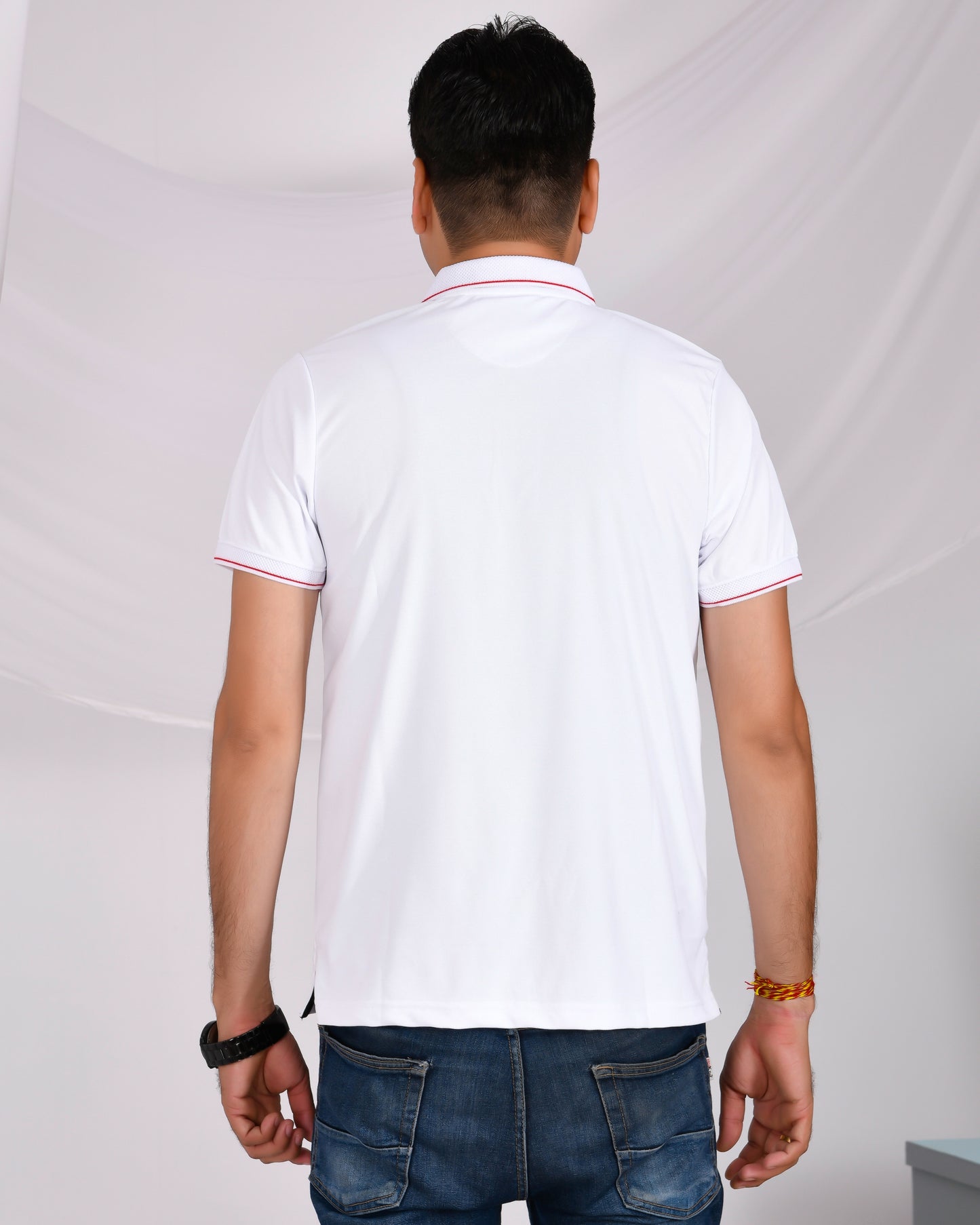 #Noble Mars Collar Half Sleeve T-Shirt White