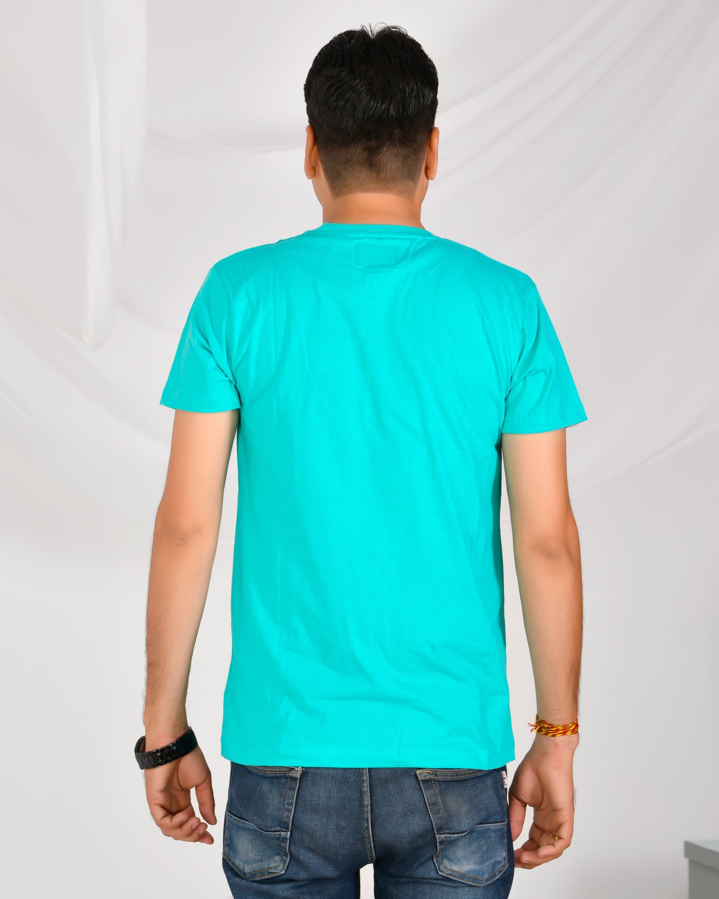 Noble Basics Round Neck T Shirt Aqua-Blue