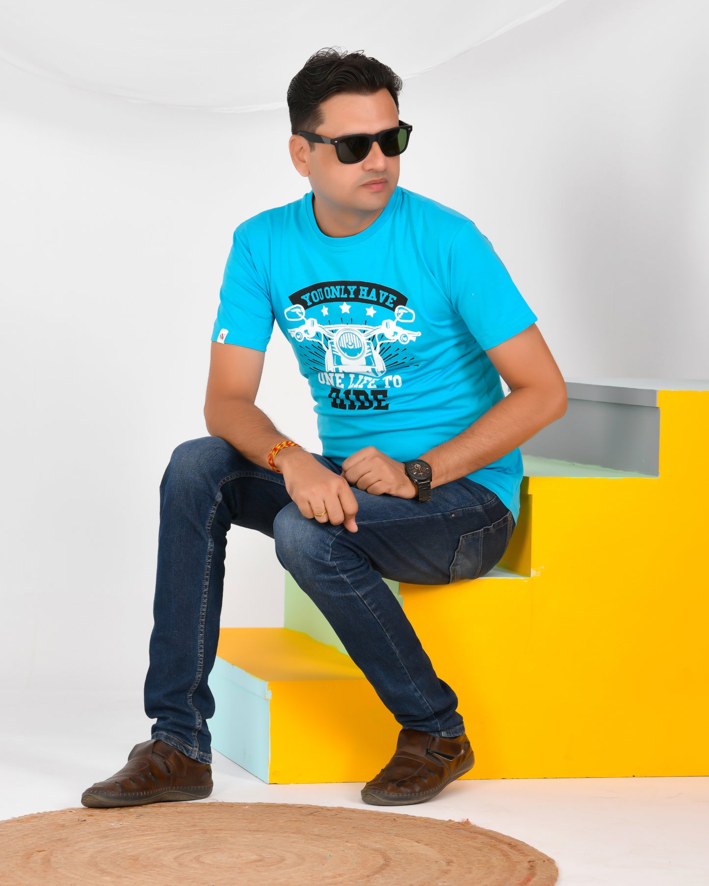 Noble Premium Round Neck T-Shirt Sky Blue