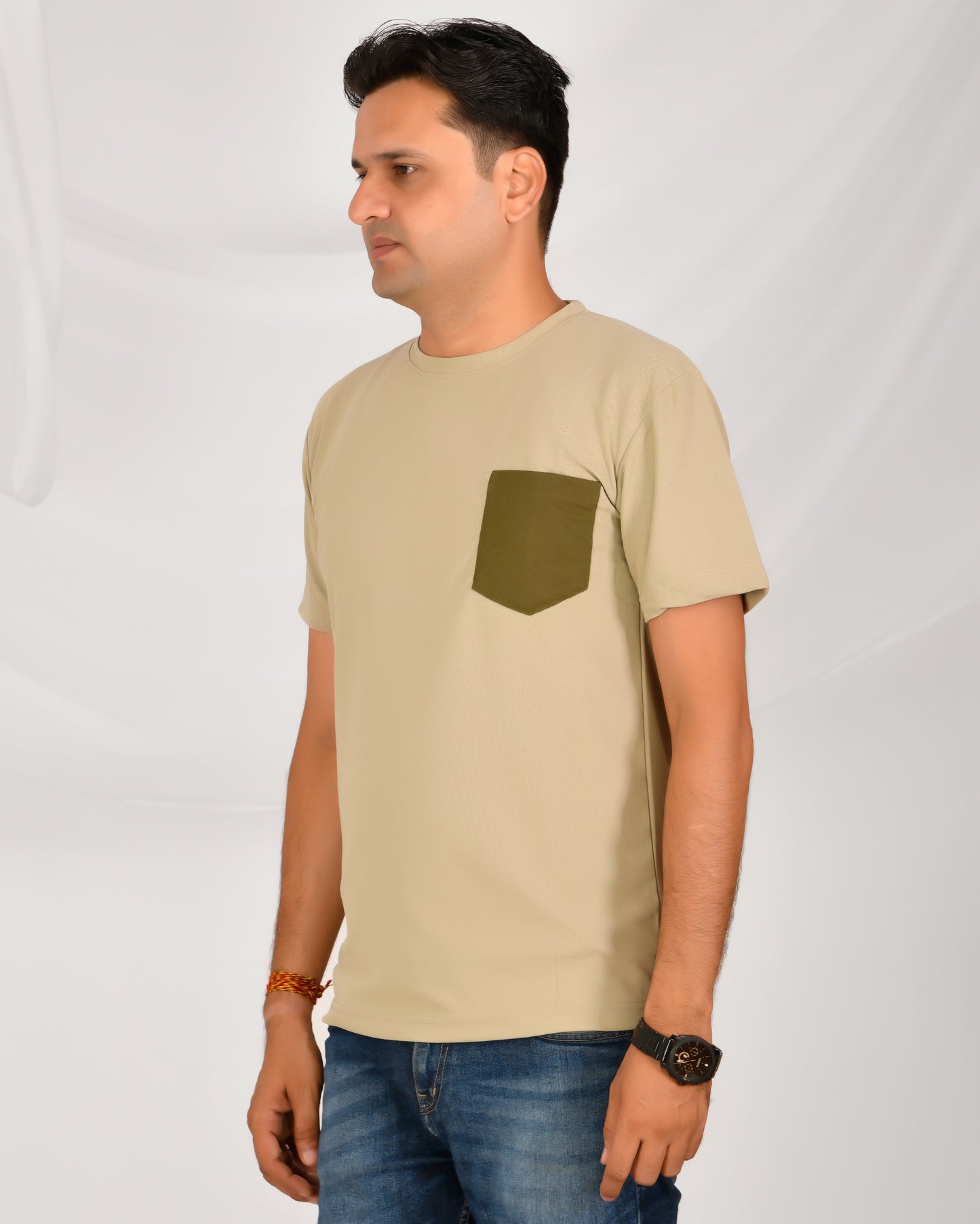 Noble Mars Round Neck T-Shirt Beige