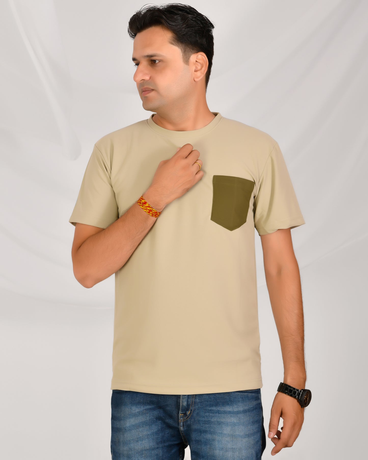 Noble Mars Round Neck T-Shirt Beige