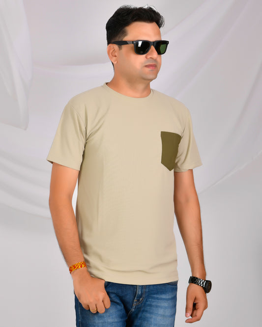 Noble Mars Round Neck T-Shirt Beige