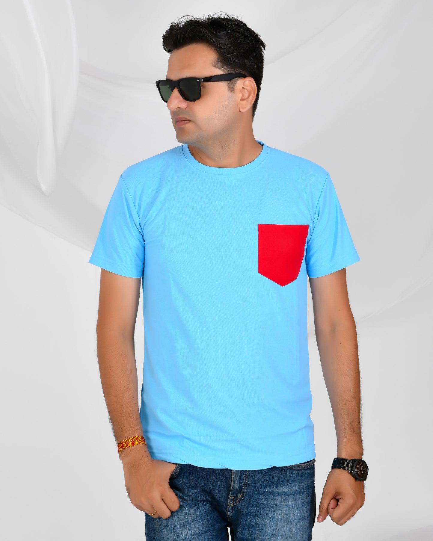 Noble Mars Round Neck T-Shirt Sky Blue