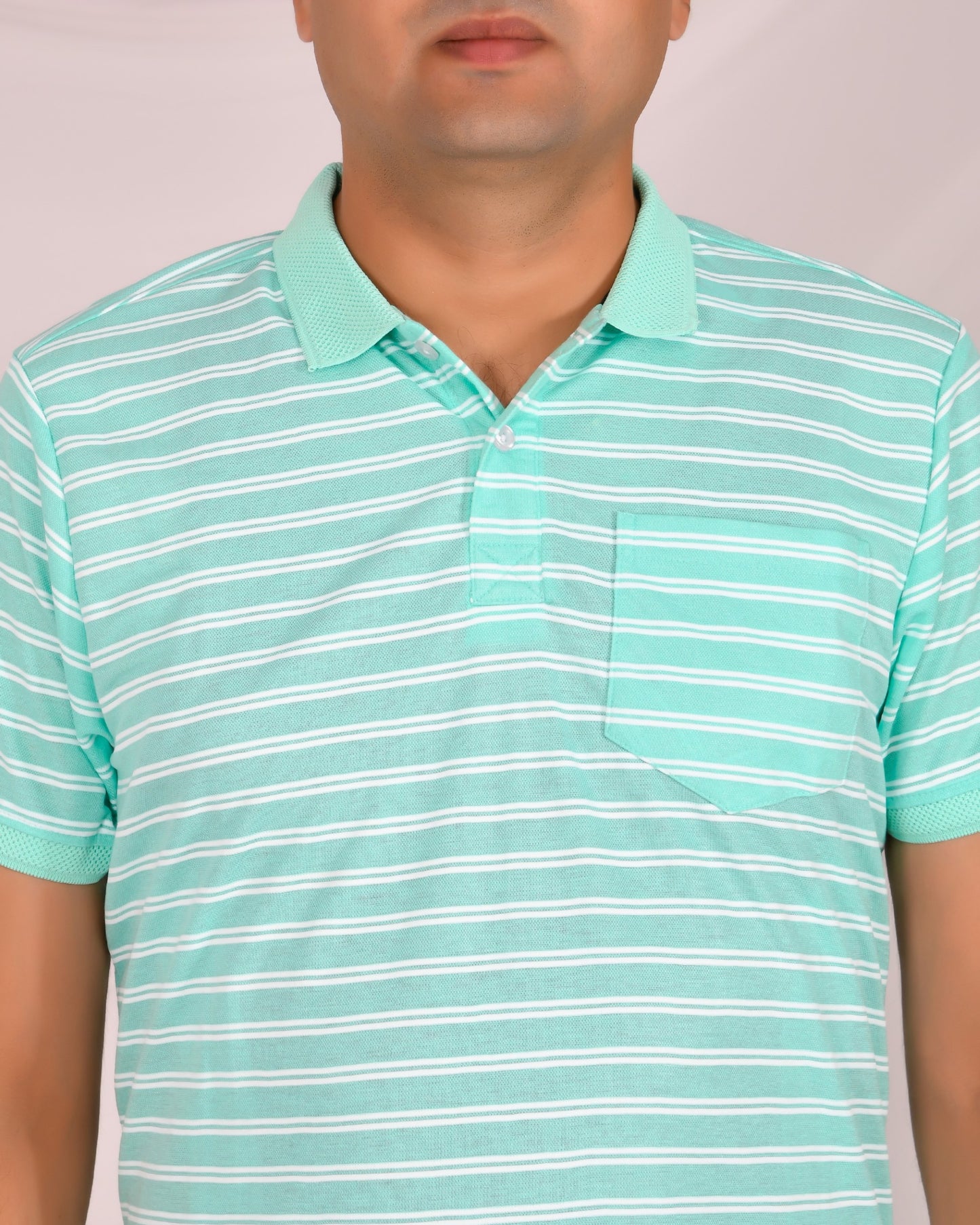 Noble Mono-Stripes Collar T-Shirt Pista Green